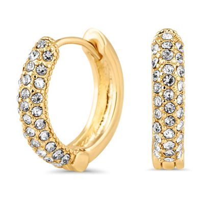 Gold pave small hoop earring